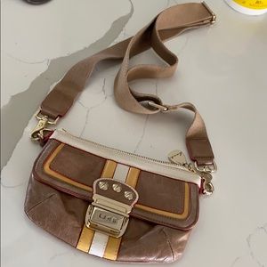 L.A.M.B. Brown and Gold Crossbody Bag